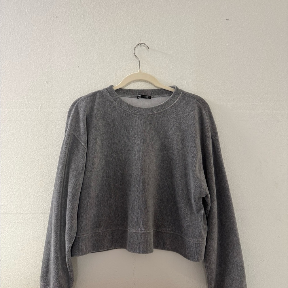 Gray Zara Cropped Sweater